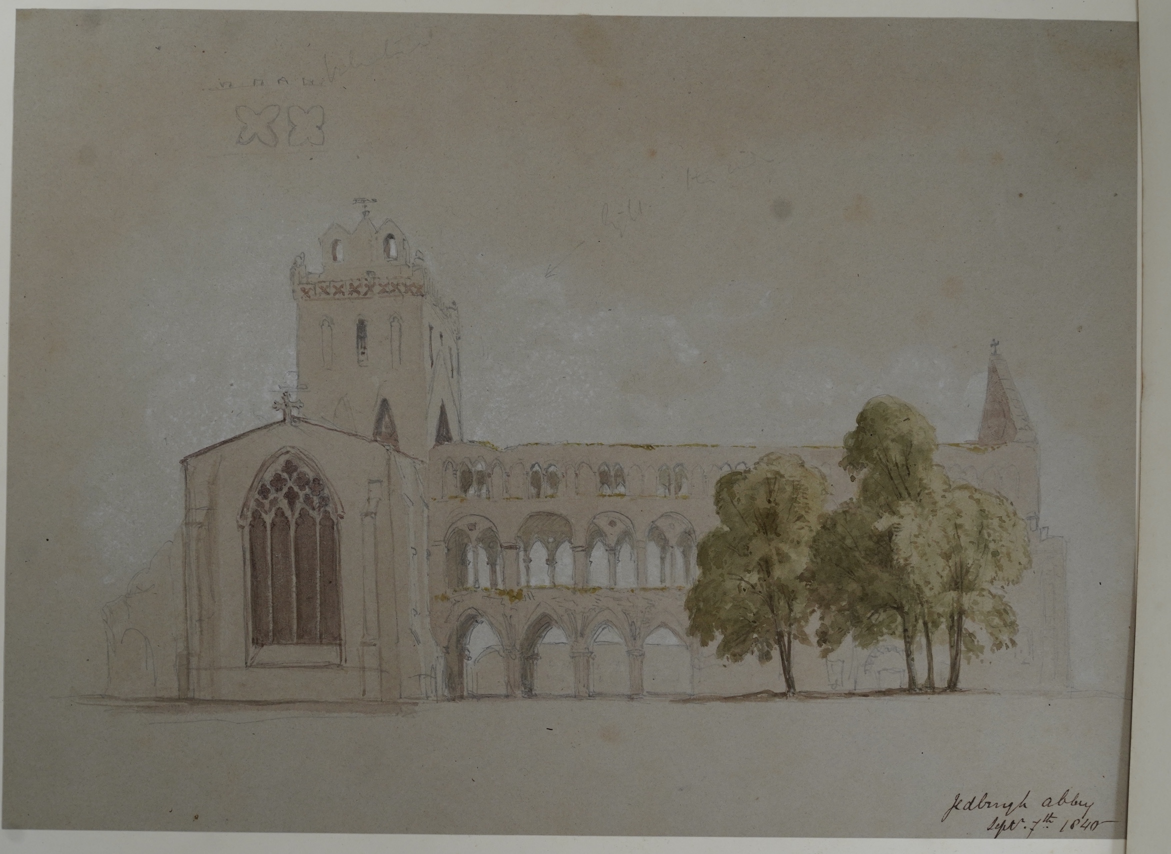Philip North Brockedon (1822-1849), A large leather bound folio of 19th century sketches and watercolours